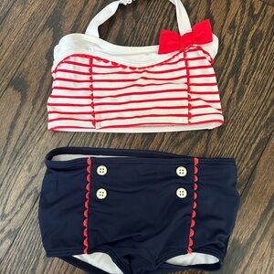 Janie & Jack - Navy/red stripe bathing suit